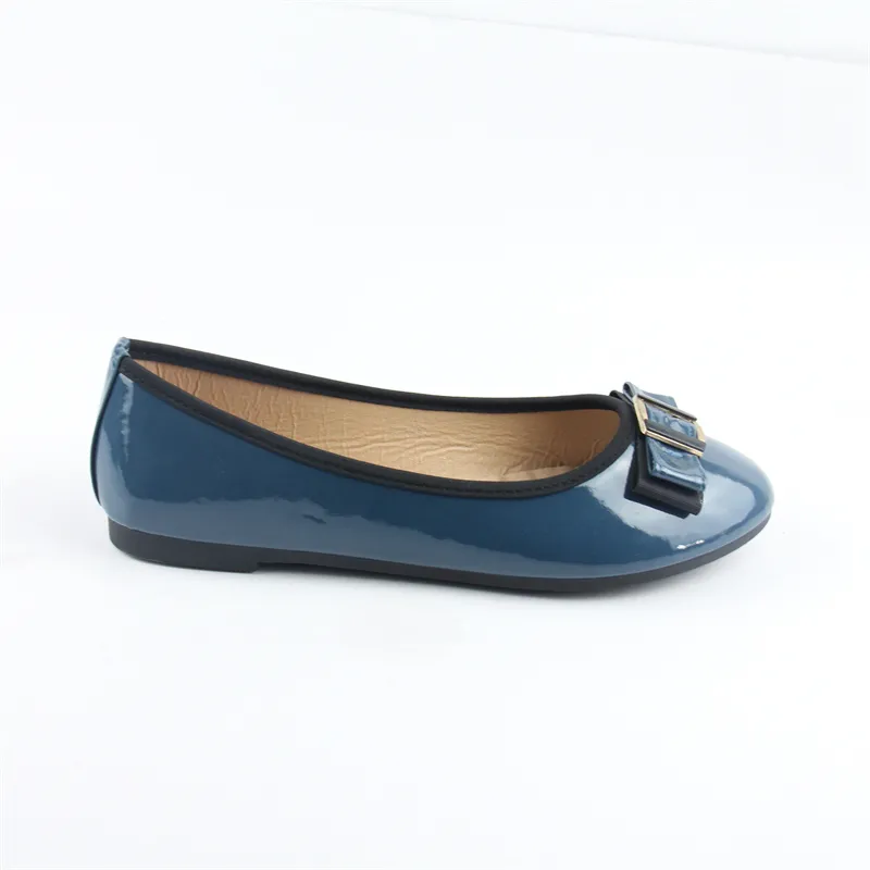 Navy Blue Patent Women's ballet flats Shoes with Bowknot Slip On Casual dress work shoes