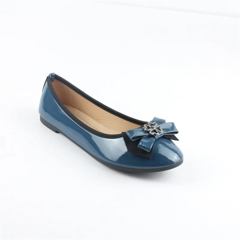 Navy Blue Patent Women's ballet flats Shoes with Bowknot Slip On Casual dress work shoes