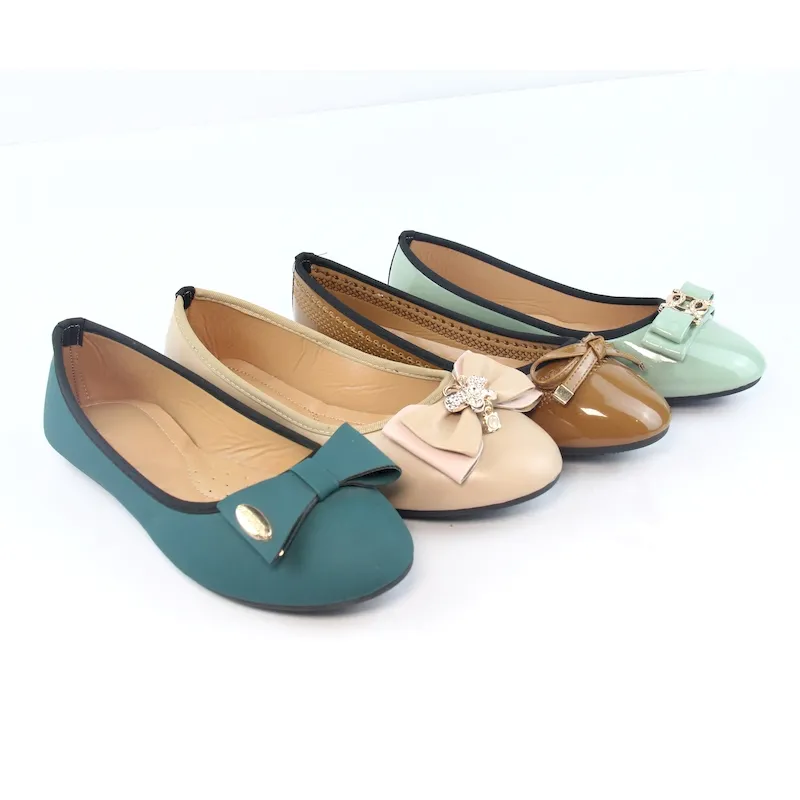 Wholesale female casual leather walking shoes women Ballet flats shoes