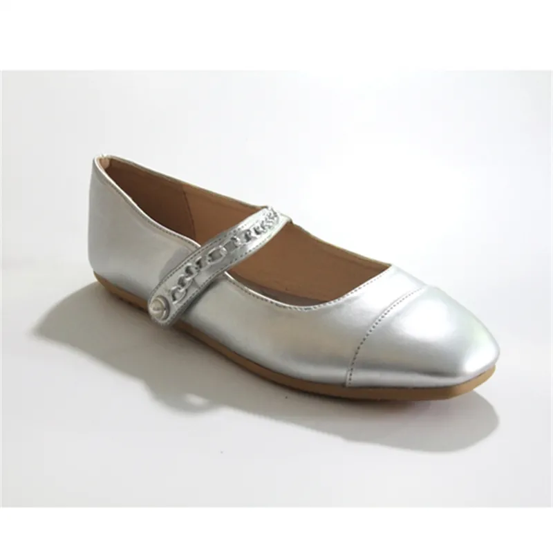 Factory Wholesale silver flats heels for ladies for women ladies Mary Jane shoes