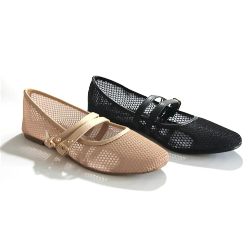 Fashion casual French Two-line buckle point toe women's flats shoes