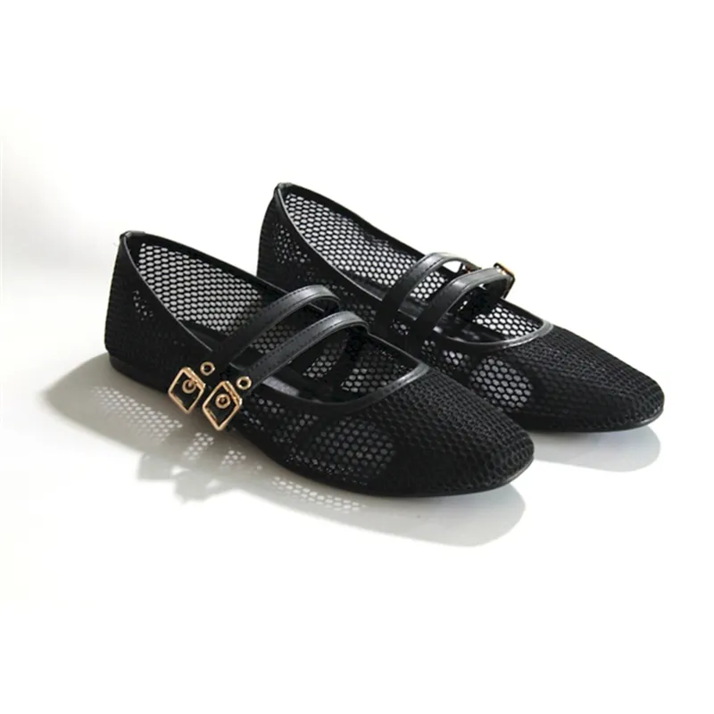 Fashion casual French Two-line buckle point toe women's flats shoes