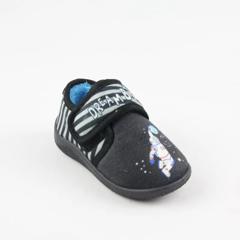 Navy blue Velour hook and loop slippers for baby boy (Toddler/Little Kid)