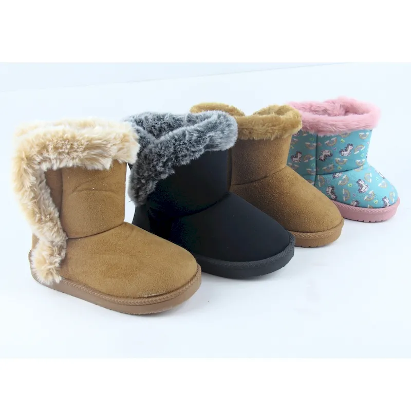 Toddler faux Suede Winter Bootie with Faux-Fur Lining, Suede Shoes for Indoor and Outdoor