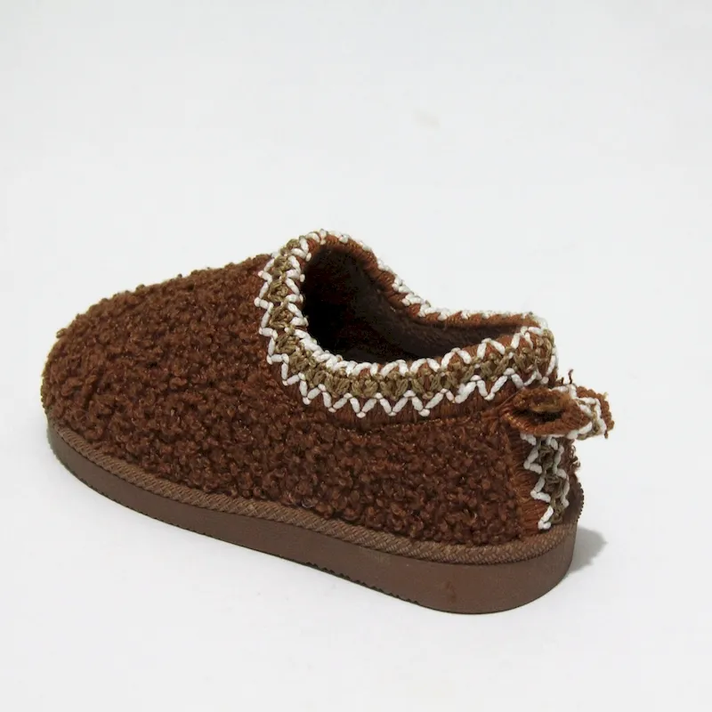 Kids Sherpa Embroidered Detail Platform Clogs winter warm slippers