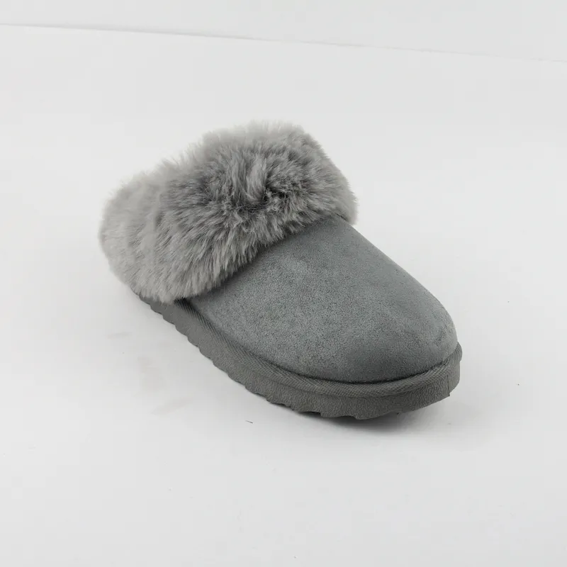 Women's winter fur trim slipppers cozy suede clog slippers