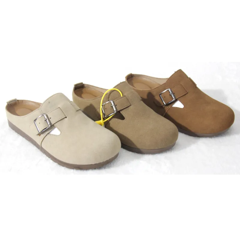 Wholesale Women's Slip On Clog Casual Shoes with Buckles Walking Flat Mules shoes