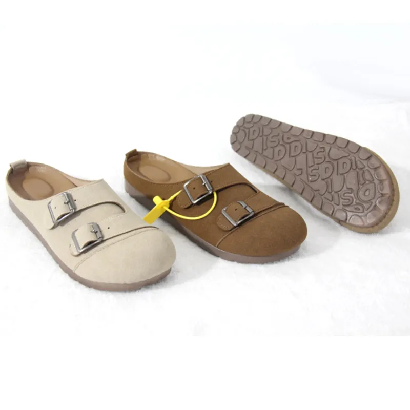 Wholesale Women's Slip On Clog Casual Shoes with Buckles Walking Flat Mules shoes