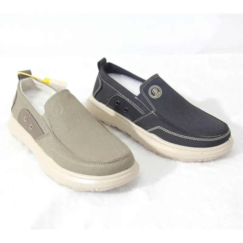 Wholesale Men's Canvas Warterproof Fabric Casual Shoes Walking Flat Loafer