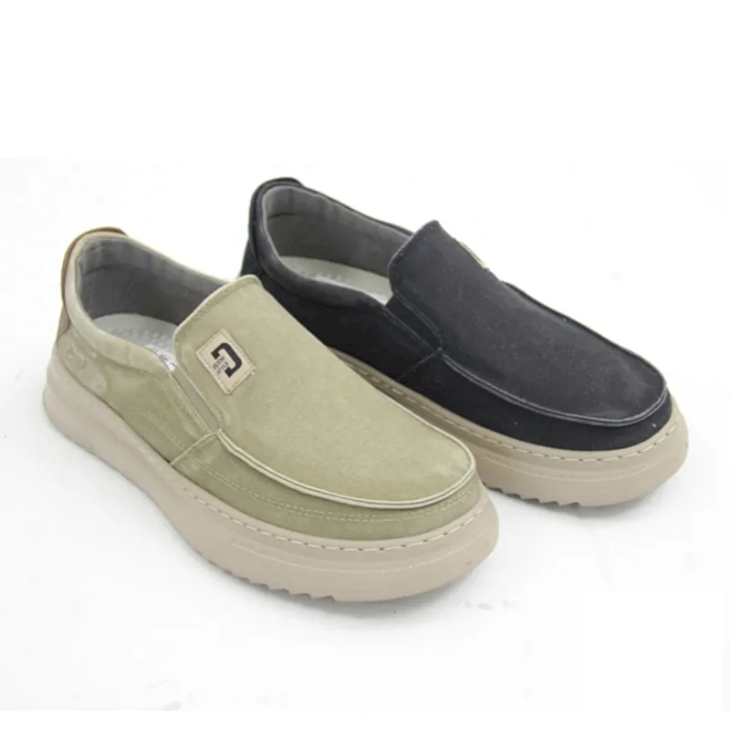 Wholesale Men's Canvas Warterproof Fabric Casual Shoes Walking Flat Loafer