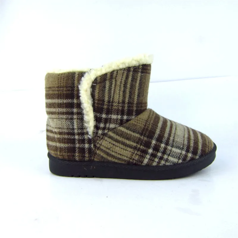 OEM&ODM Short Winter Snow Boots with Cozy Faux fur lined Plaid House Booties