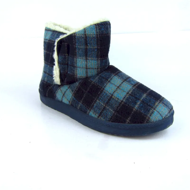 OEM&ODM Short Winter Snow Boots with Cozy Faux fur lined Plaid House Booties