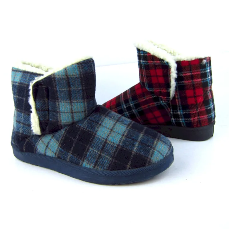 OEM&ODM Short Winter Snow Boots with Cozy Faux fur lined Plaid House Booties