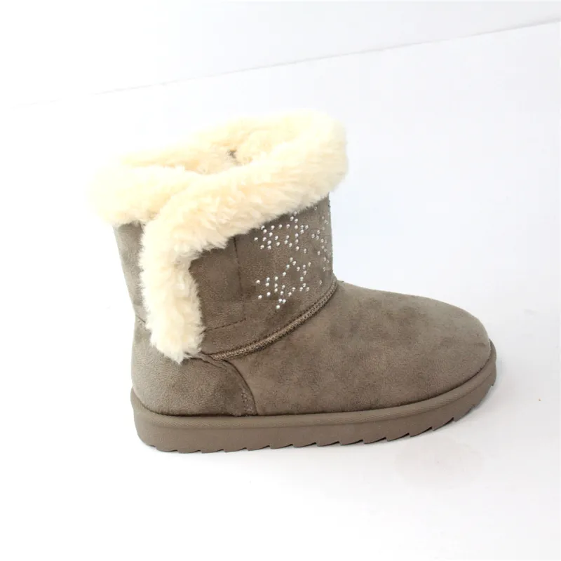 OEM&ODM Women's Faux Suede Short Winter Snow Boots with Cozy Faux fur lined and Collar