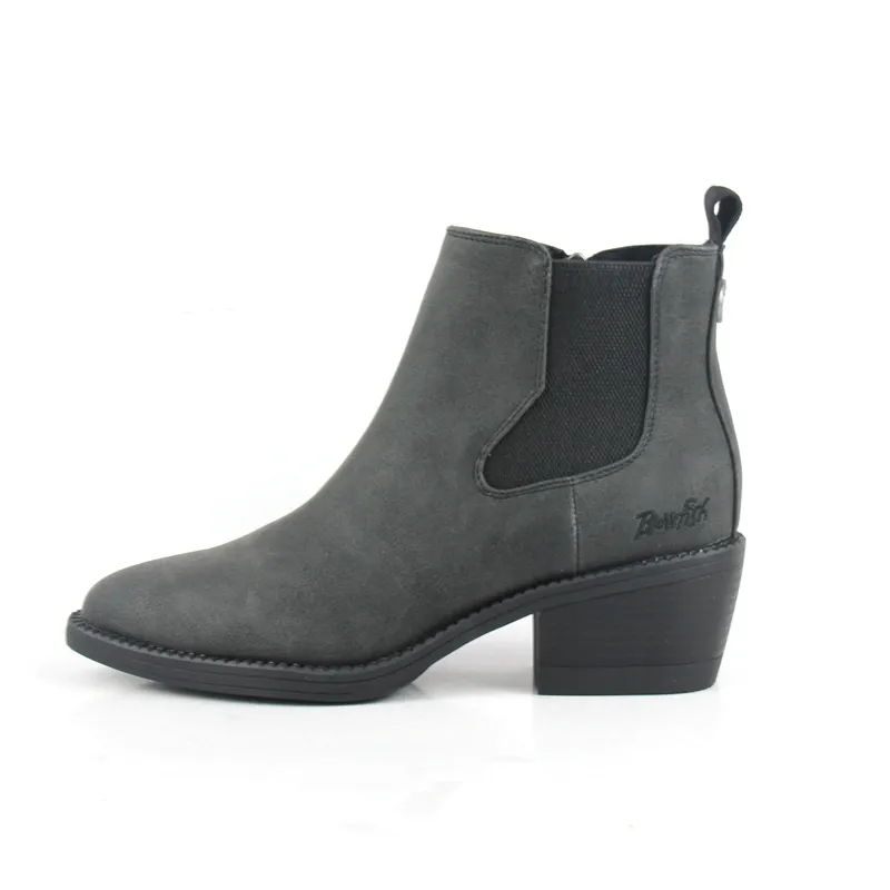 OEM&ODM Women's Short Ankle Leather Boots with Zip and Elastic Chelsea Boots