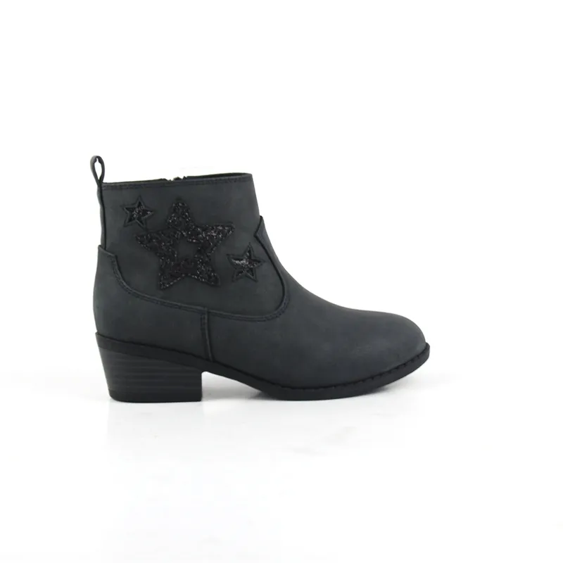 Wholesale Kids' PU Leather Ankle Booties with Zip & Star Design