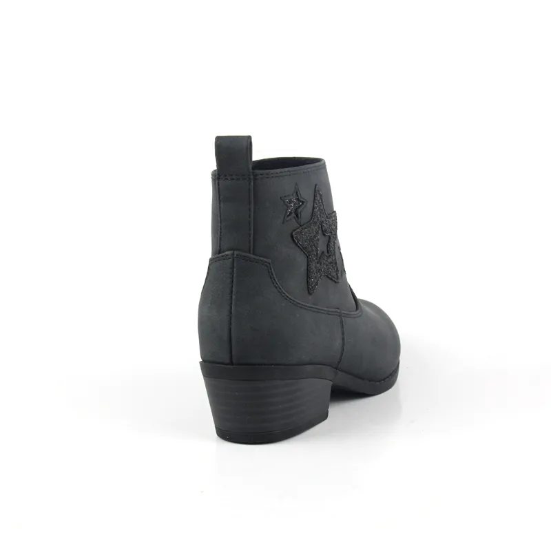 Wholesale Kids' PU Leather Ankle Booties with Zip & Star Design