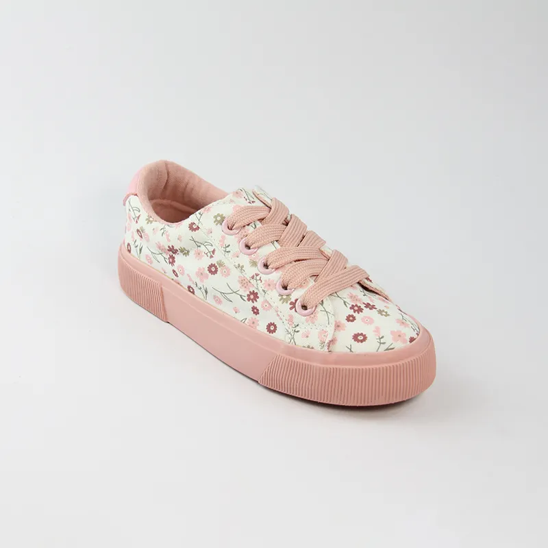 Children’s Floral Canvas Shoes Lace Up Trainers Casual Sneaker Vulcanized shoes