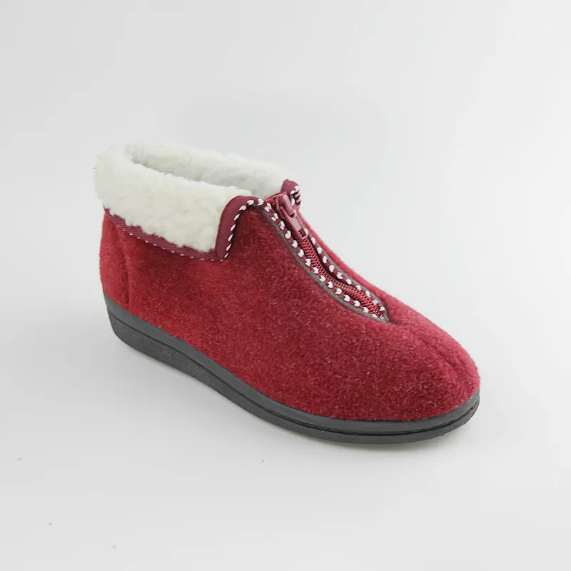 Women’s Felt Cloth Full boots Slipper with zipper