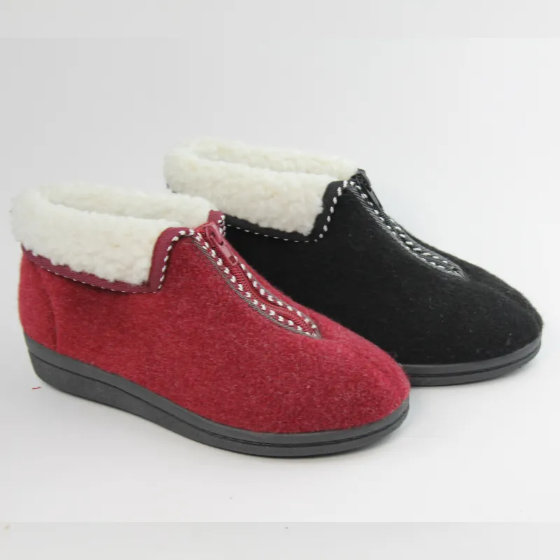 Women’s Felt Cloth Full boots Slipper with zipper