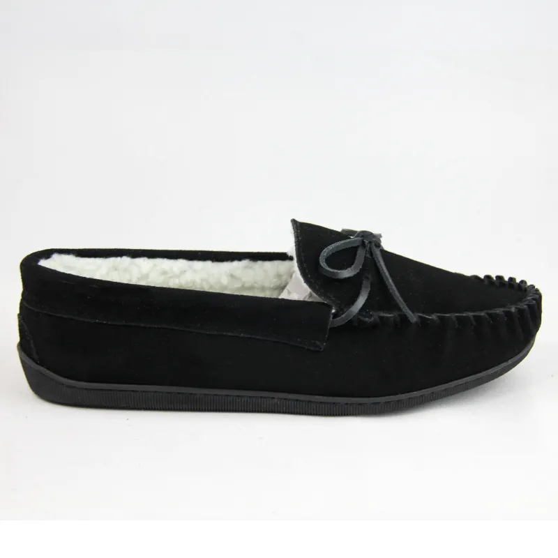 Womens cowsuede moccasin with leather lace tied  on