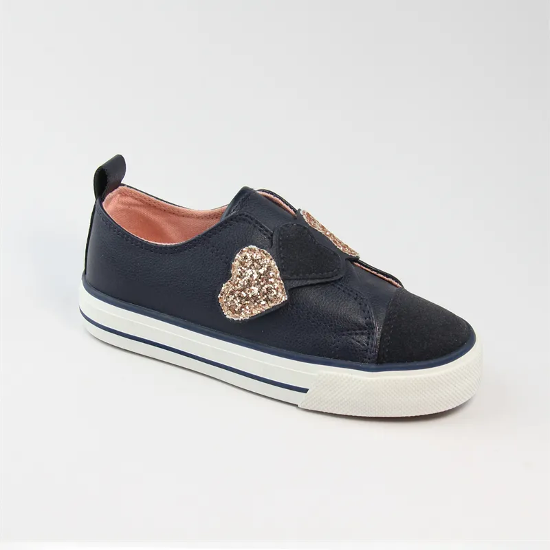 Kid's Navy  Casual Sneaker  Pu leather Shoes with strap Vulcanized shoes