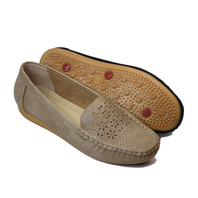 Womens comfortable leather flat loafers