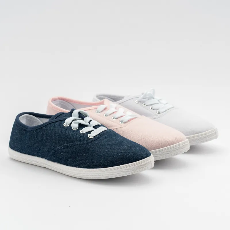 Womens Lace Up Canvas casual sneaker walking shoes trainers.