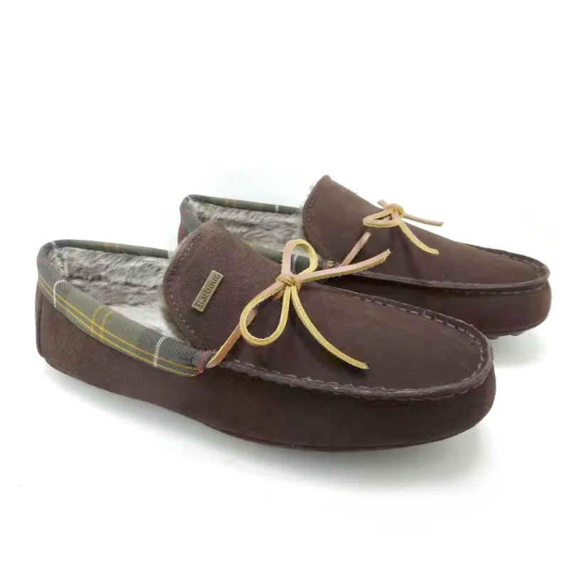 Classic Mens moccasin slippers driving shoes with leather lace