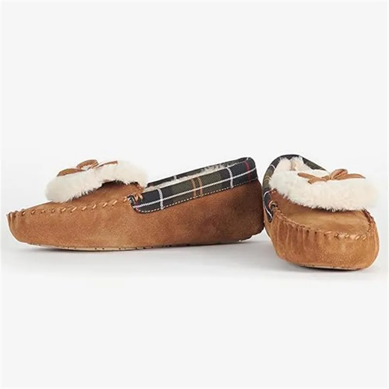 Womens suede moccasin slippers slip-on flat shoes