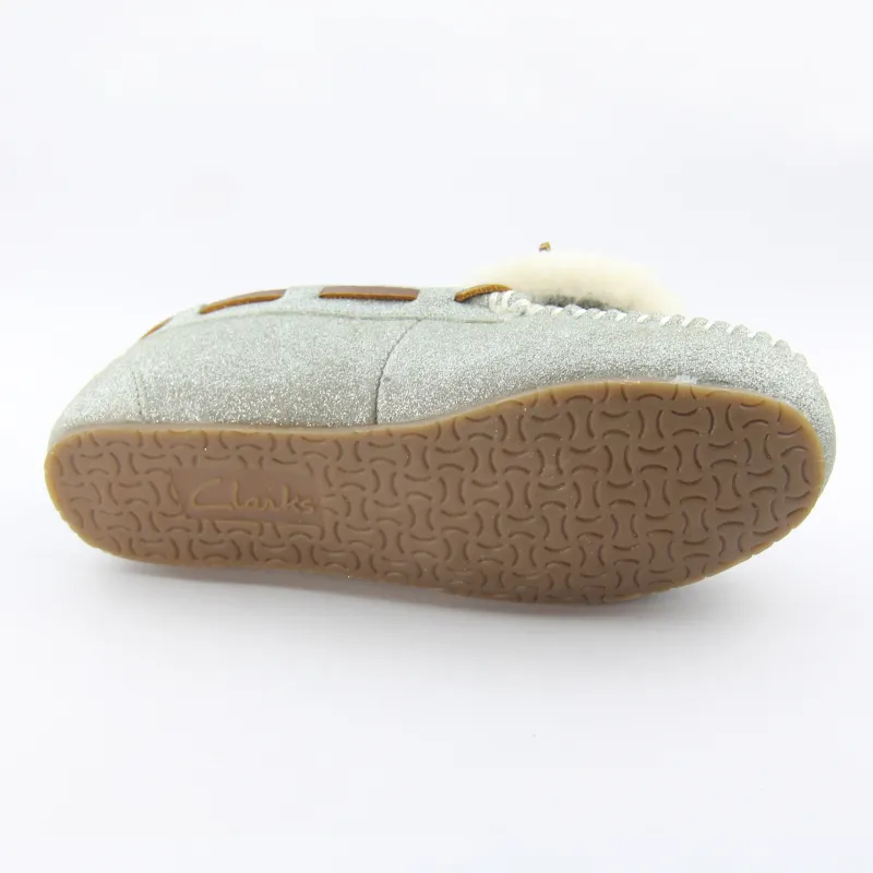 Womens Suede Moccasin slippers with shearling and leather lace