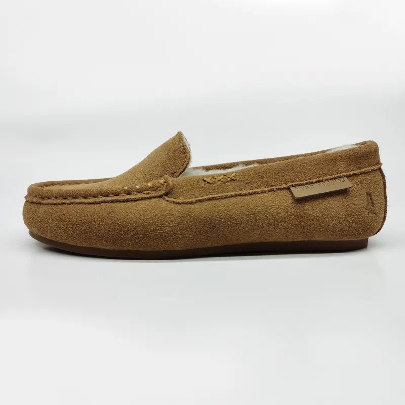 Womens suede vetetian moccasin slippers slip-on loafer slippers