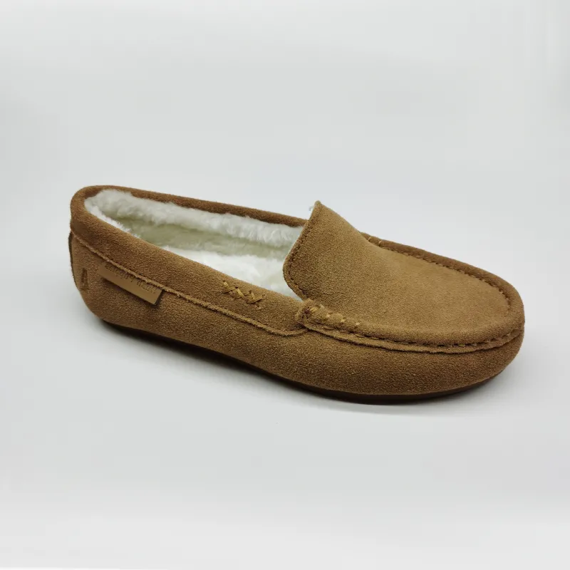 Womens suede vetetian moccasin slippers slip-on loafer slippers