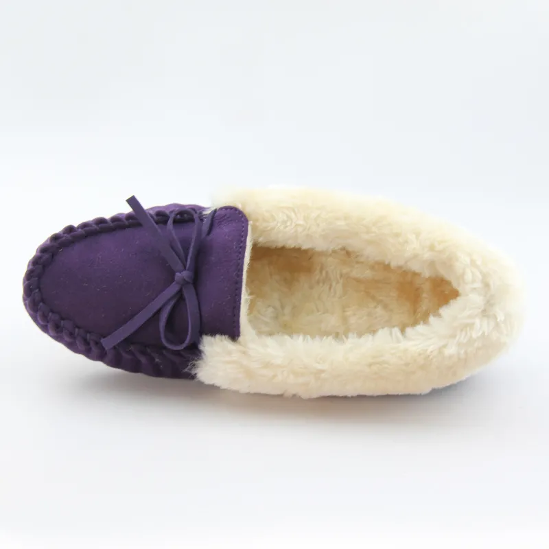 Womens microsuede moccasin slippers Flats slip-on shoes