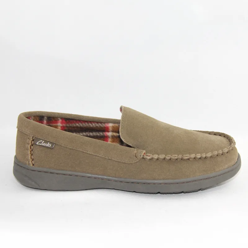 Mens suede leather venetian moccasin slippers with sherpa sock