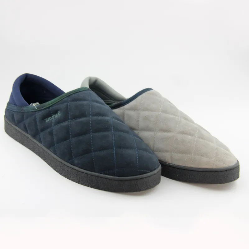 Unisex Quilt Leather Slippers with Fold Down Back