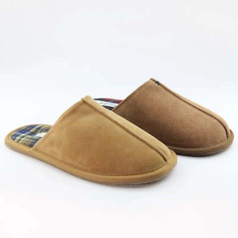 High quality Men's Leather scuff Slippers indoor slippers