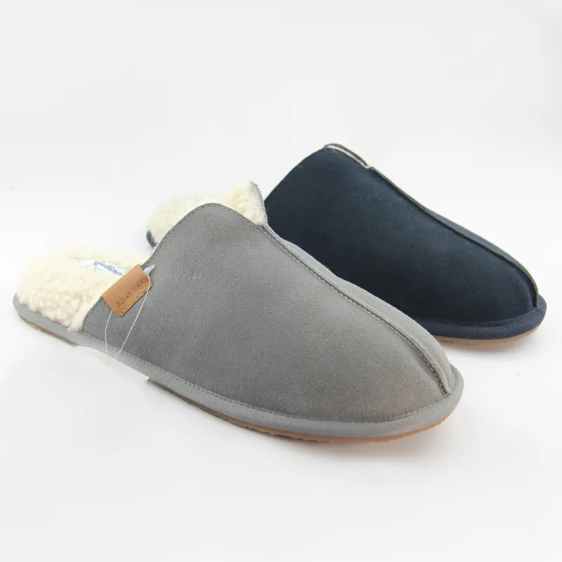 High quality Men's Leather scuff Slippers indoor slippers