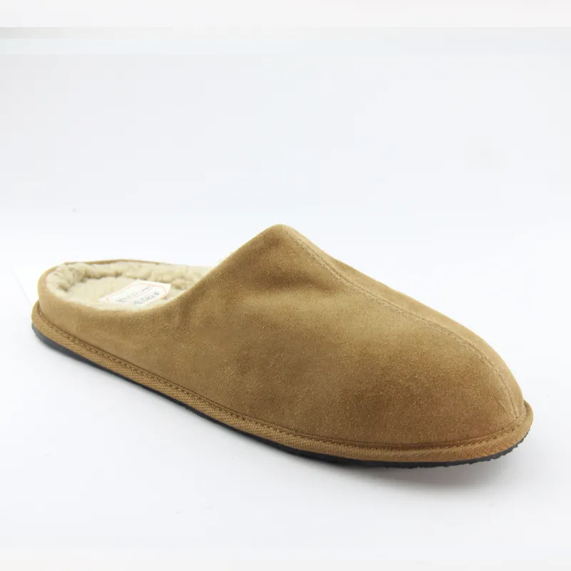 Men's suede Leather Clog Slippers with Anti-slip outsole