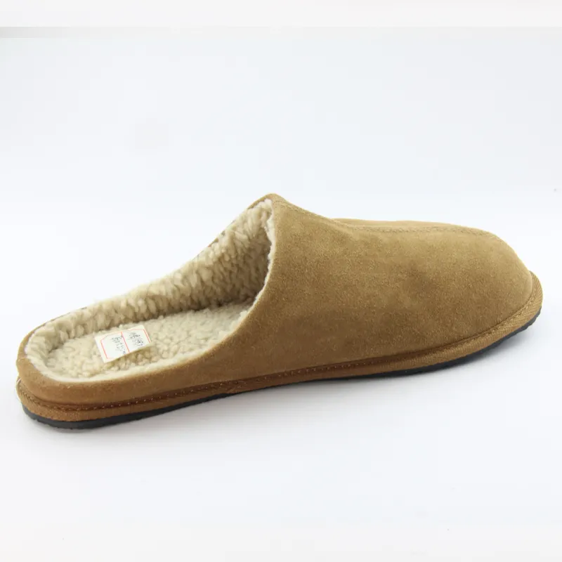 Men's suede Leather Clog Slippers with Anti-slip outsole