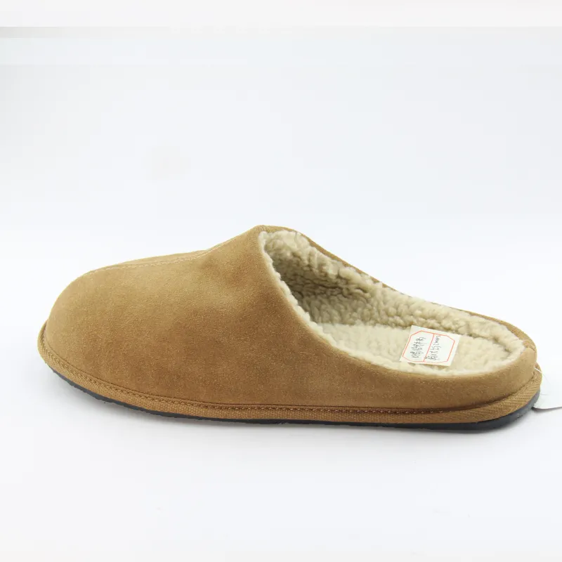 Men's suede Leather Clog Slippers with Anti-slip outsole