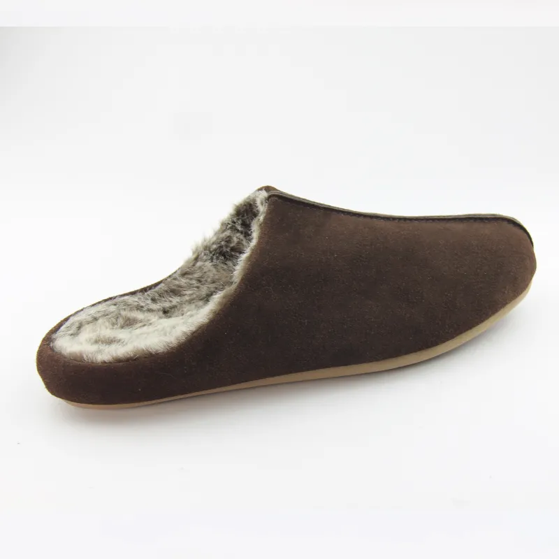 Men's suede Leather Clog Slippers with Anti-slip outsole