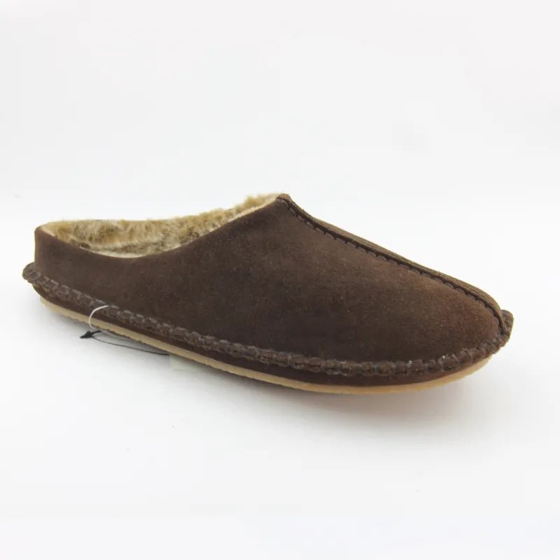 Mens Suede Leather Slippers with Heavy stitching Clog slippers