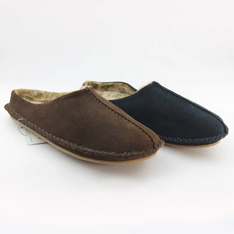 Mens Suede Leather Slippers with Heavy stitching Clog slippers