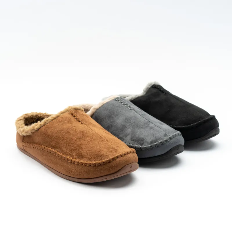 Mens Microsuede moccasin slippers slip-on house slippers indoor outdoor