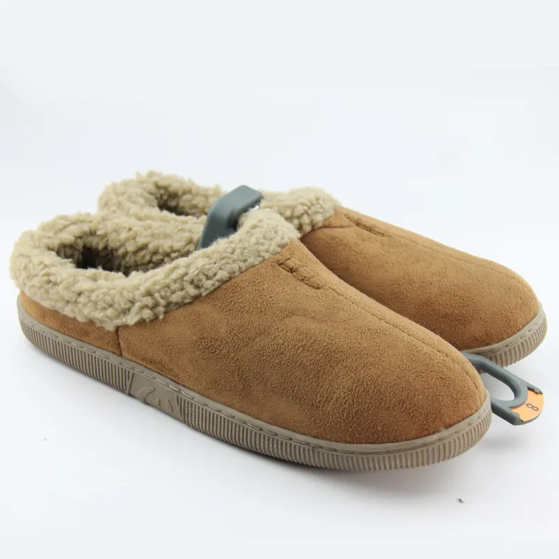 Mens microsuede slip-on clog Sherpa lined casual slippers