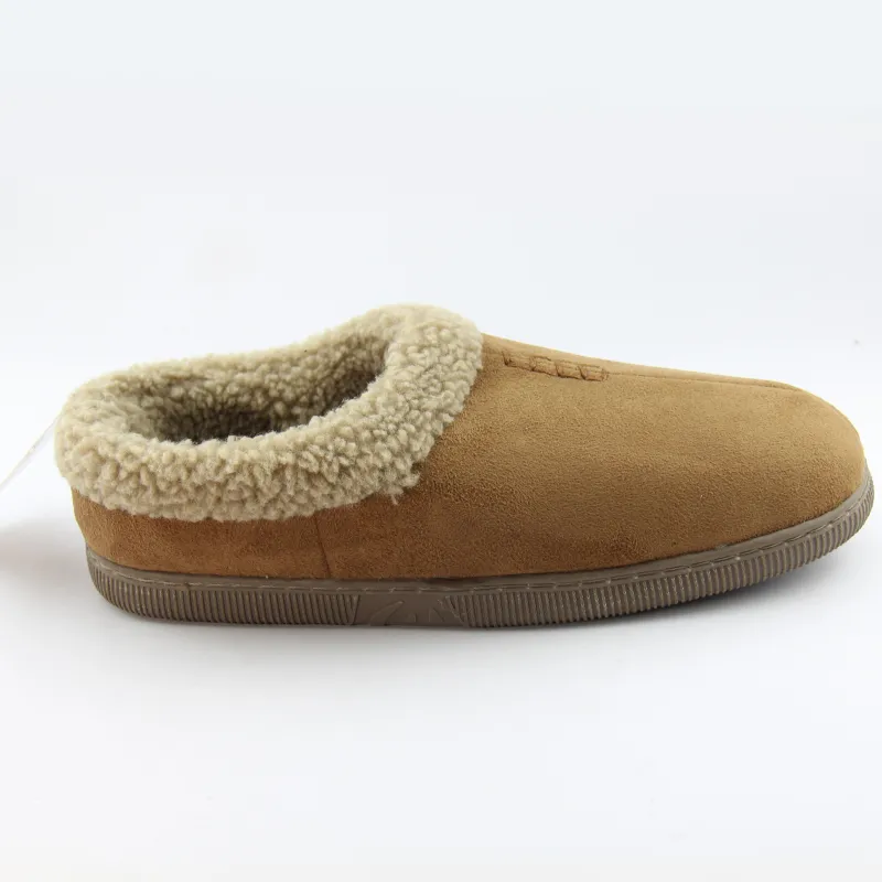 Mens microsuede slip-on clog Sherpa lined casual slippers