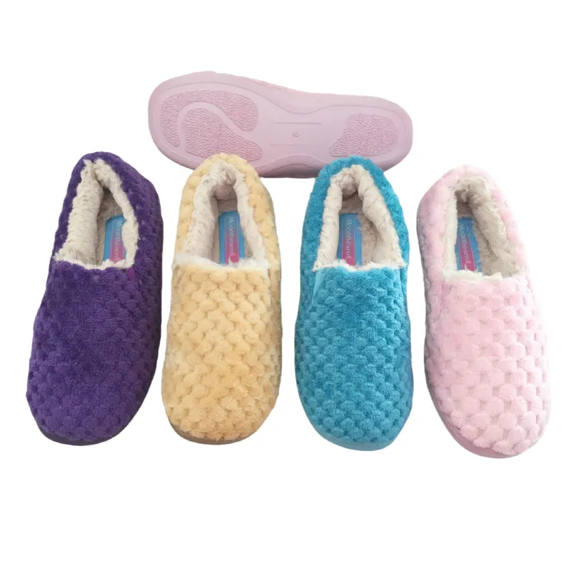 Womens Soft Plush House  Slippers with back closure flats slippers