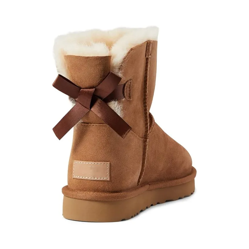 Womens DoubleFace Sheepskin Boots Mid Calf Winter Snow Boots