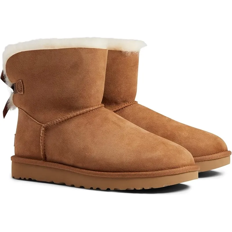 Womens DoubleFace Sheepskin Boots Mid Calf Winter Snow Boots